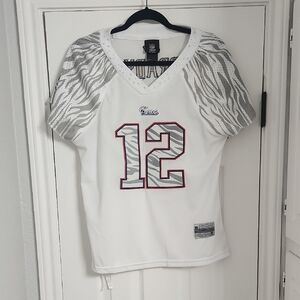 Tom Brady Patriots Reebok White and Navy NFL Jersey